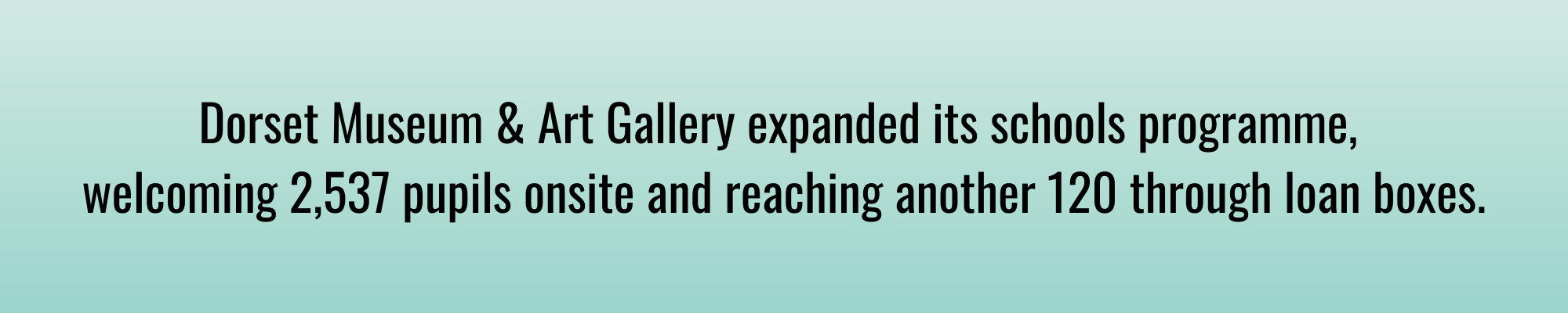 Dorset Museum & Art Gallery expanded it's schools programme, welcoming 2,537 pupils onsite and reaching another 120 through loan boxes.