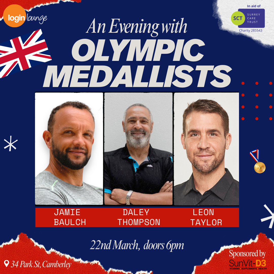 An Evening with Olympic Medallists&nbsp;Daley Thompson, Jamie Baulch &amp; Leon Taylor (Fundraising Event for Surrey Care Trust)