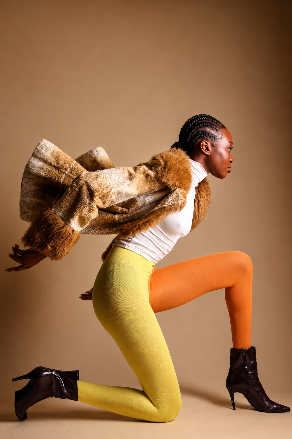 commercial model wearing couture outfit