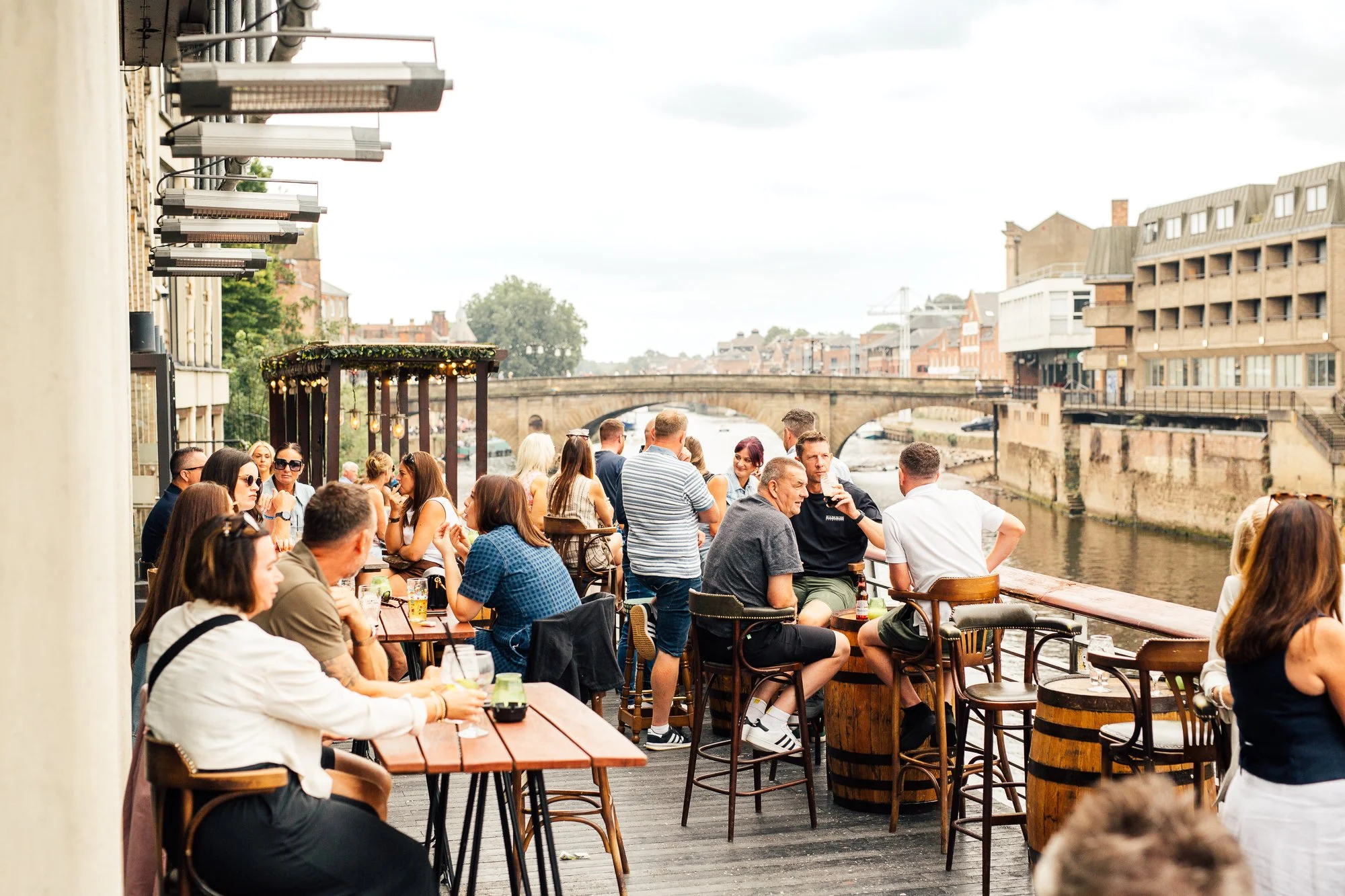 Outdoor terrace of an Irish bar in York