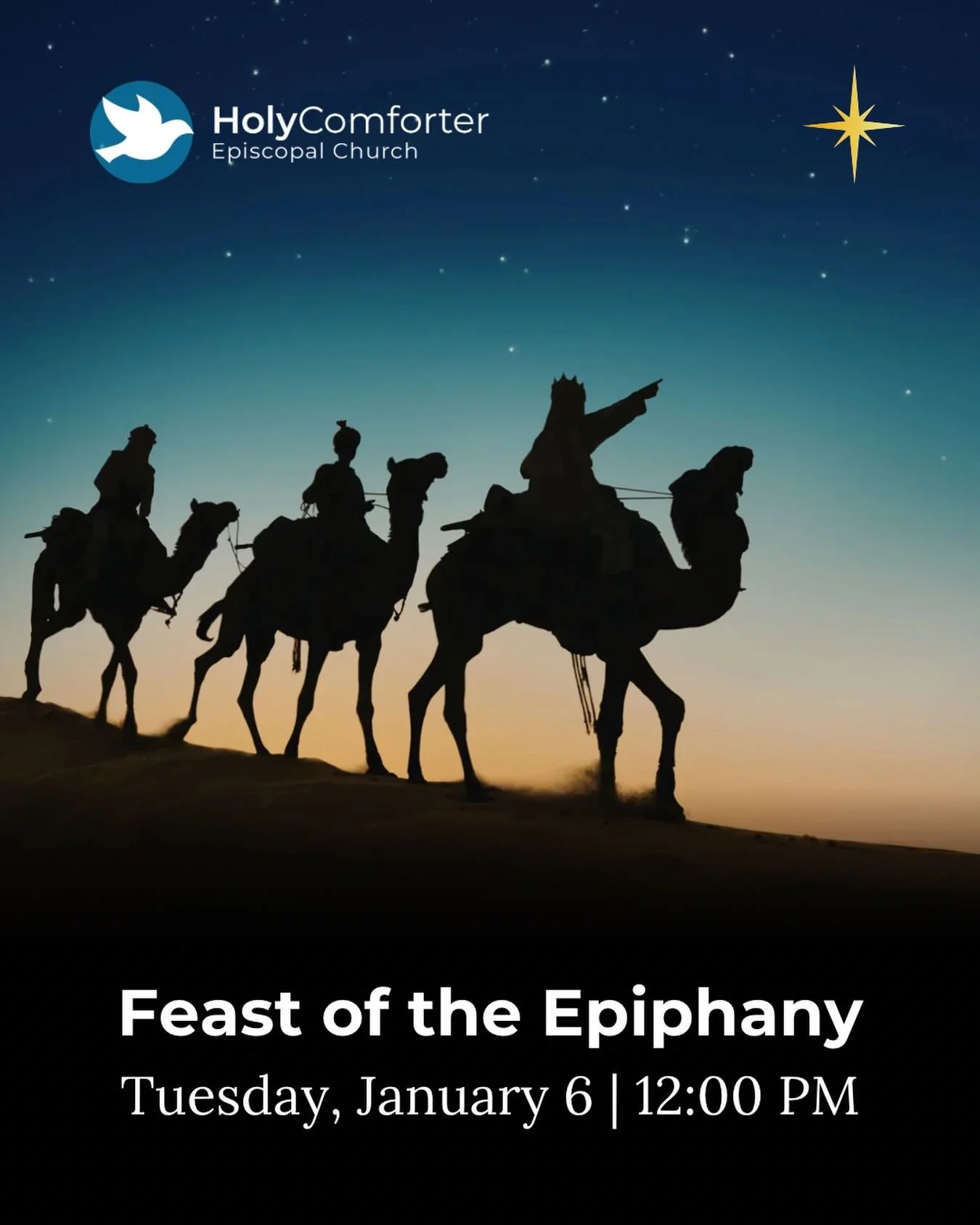 Happy New Year! 

As we kick off the new year together, come worship with us for the Feast of the Epiphany on Tuesday, January 6th at 12 PM. All are welcome!