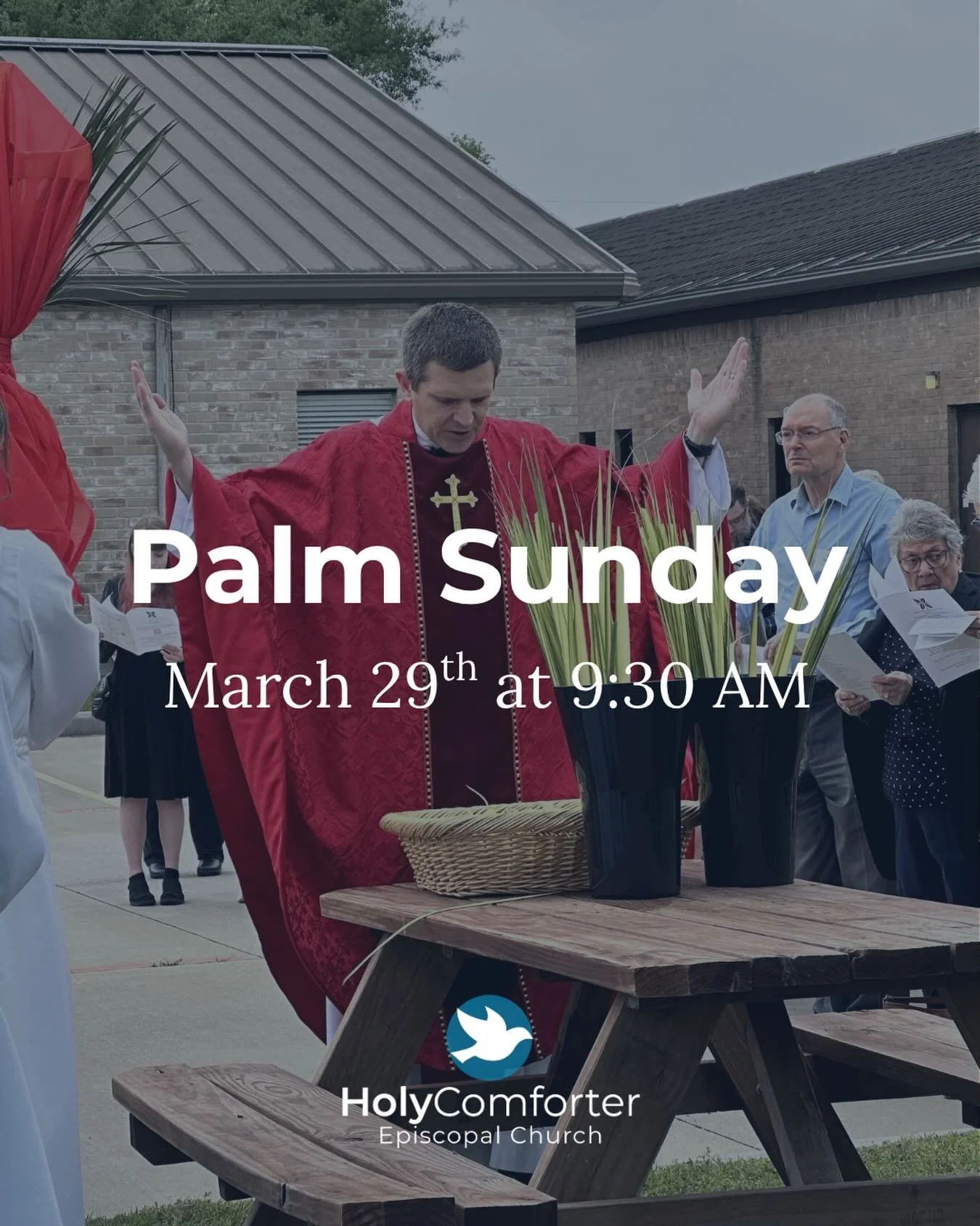 Join us for Palm Sunday at Holy Comforter as we begin Holy Week together in worship and community. We will have our regular 8:00 AM Holy Eucharist, followed by our 9:30 AM Holy Eucharist, which will begin outside and then continue inside with music. 