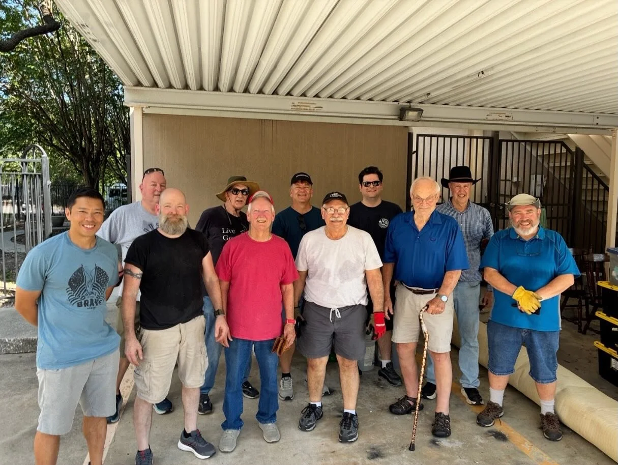 On Saturday, the Brotherhood of St. Andrew spent the day serving at @hopecenterhouston by cleaning out their storage container. Thank you to these dedicated volunteers for giving their time and energy to support our neighbors and community. 💙
