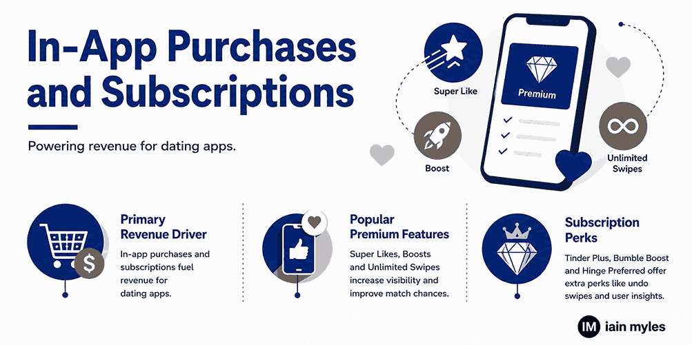 Infographic showing in-app purchases and subscriptions in dating apps