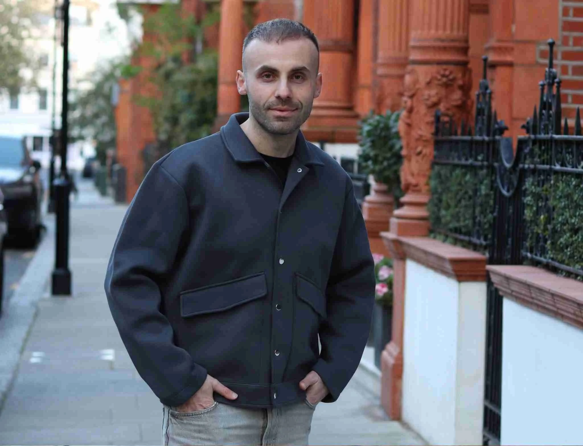 iain myles posing in kensington, london