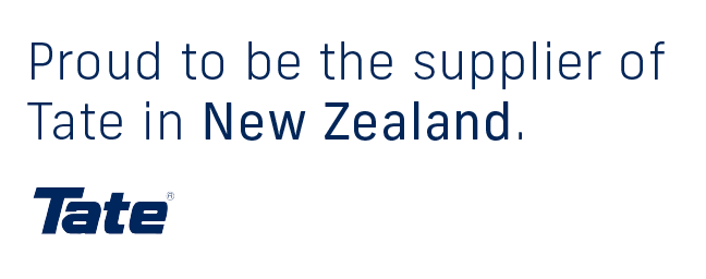 Logo and text stating "Proud to be the supplier of Tate in New Zealand".