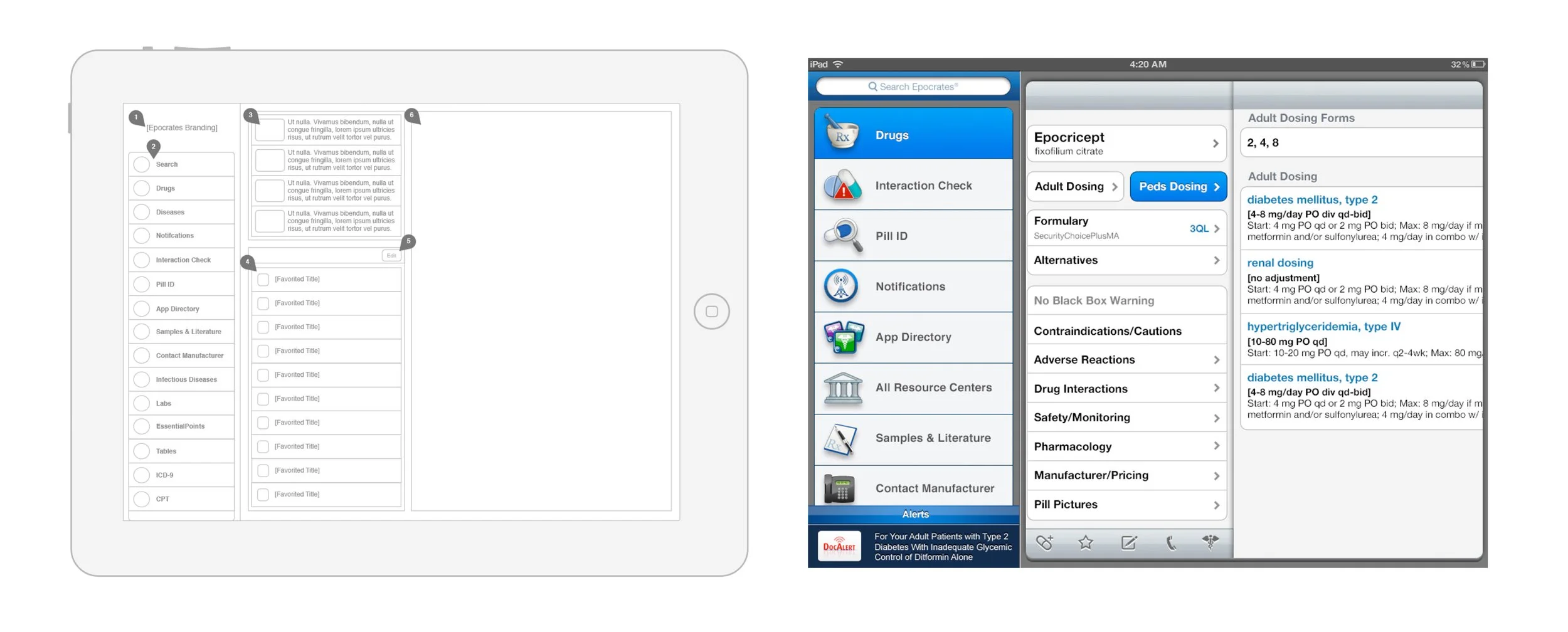 This was the first 'brute-force' study, essentially elongating the height of the iPhone screens on the iPad, in 3 columns. We experimenting with moving the size and position of the columns, but overall this approach fell short, despite the hope of it
