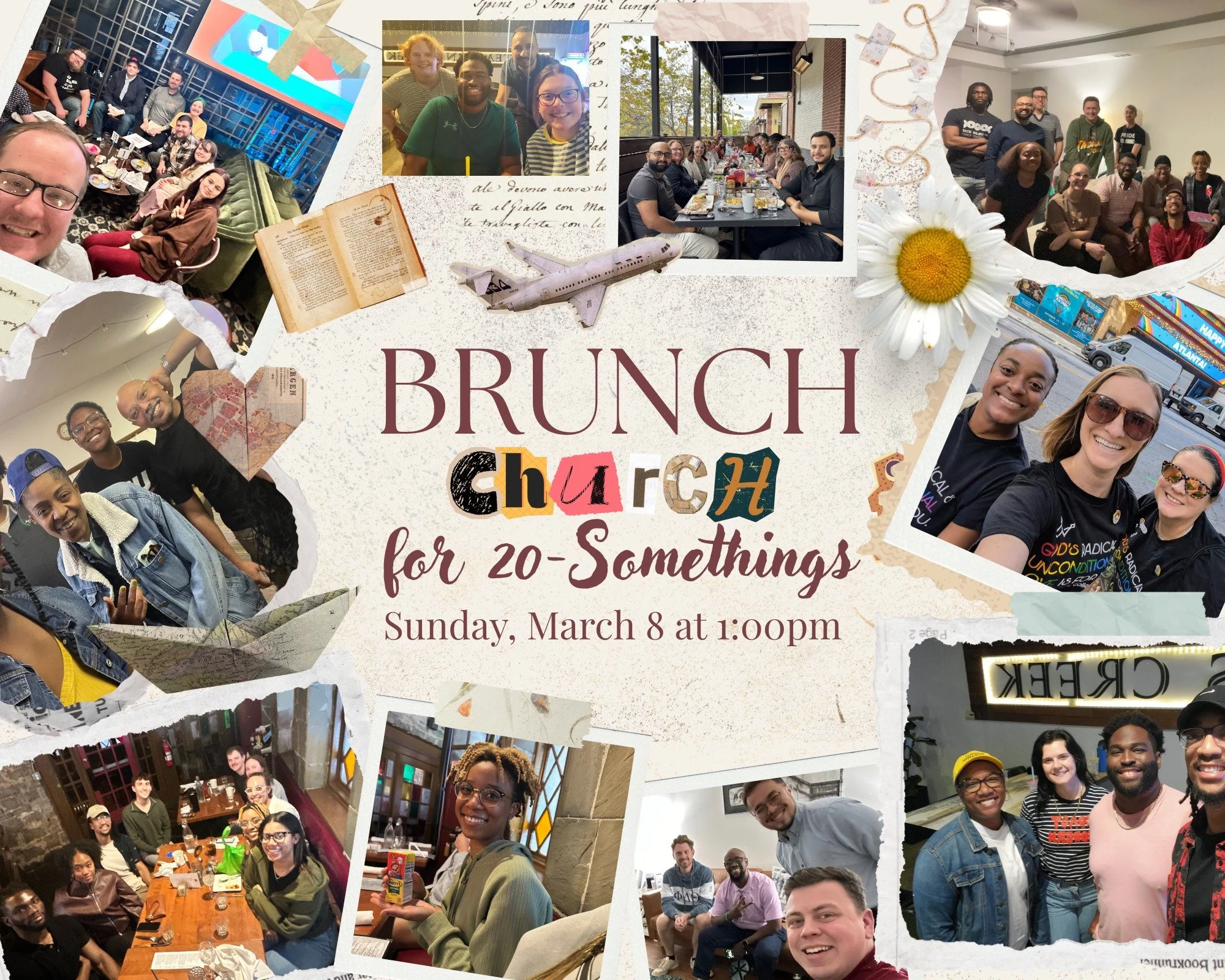 Are you in your 20s and looking for community? 

We've got the perfect solution. Make new friends and engage in meaningful conversation with like-minded peers. Join us this Sunday, March 8 at 1:00pm for Brunch Church. 

📍First Watch - Chamblee - 500
