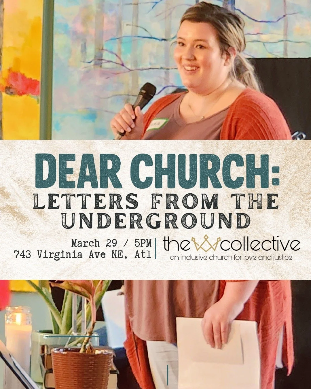 Your story matters! 💯

Join us for an open mic night this Sunday, March 29 at 5:00pm as we tell raw stories about church, spirituality, art, and how God shows up in our lives today. 

Are you a performer? You can sign up below to share an original p