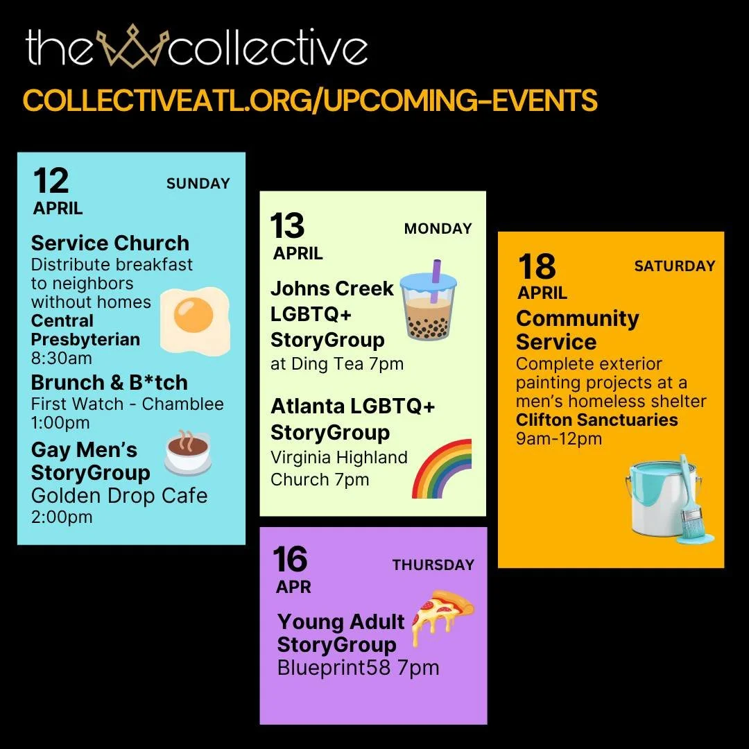 We want to connect with YOU! 

There are so many ways to build community with the Collective this week. You can serve breakfast to our neighbors without homes on Sunday morning, join one of our StoryGroups, or even help us complete some exterior pain