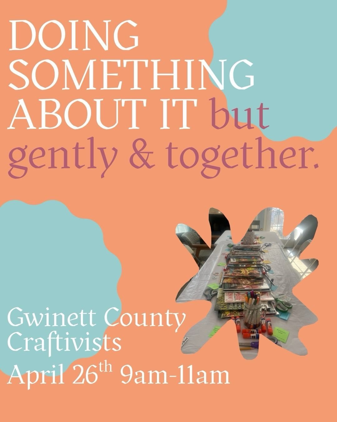 This Sunday! Find joy in the chaos with our Gwinnett County Craftivists. This week we will be making affirmation cards for our LGBTQ+ siblings which we will hand out at Gwinnett and Smyrna Pride in June. The party starts at 9am. Follow the link in ou