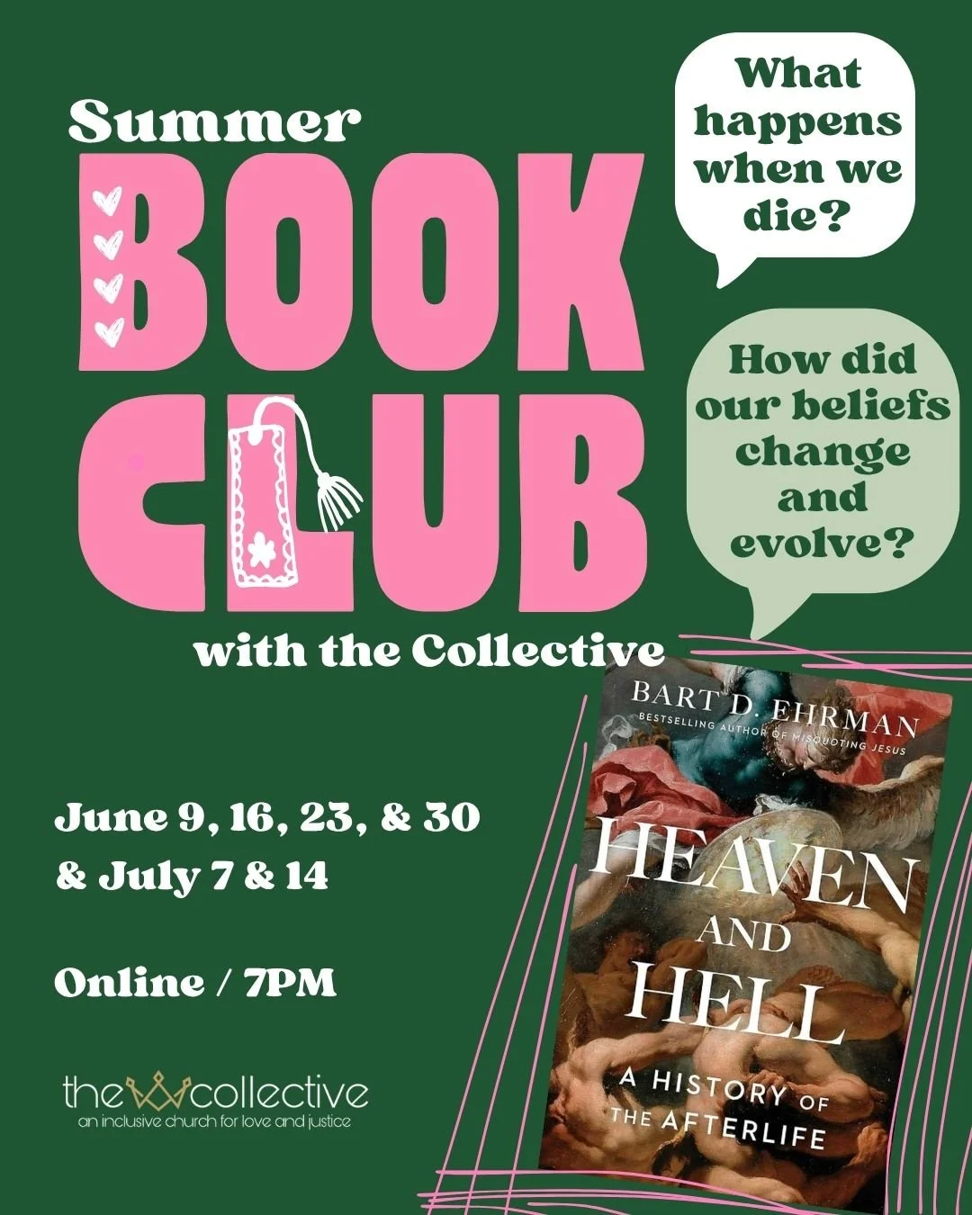 Join us this summer as we dive into Bart D. Ehrman's fascinating book, Heaven and Hell: A History of the Afterlife. Together in community, we'll explore some of humanity's most profound questions: What happens when we die? and How did our beliefs cha