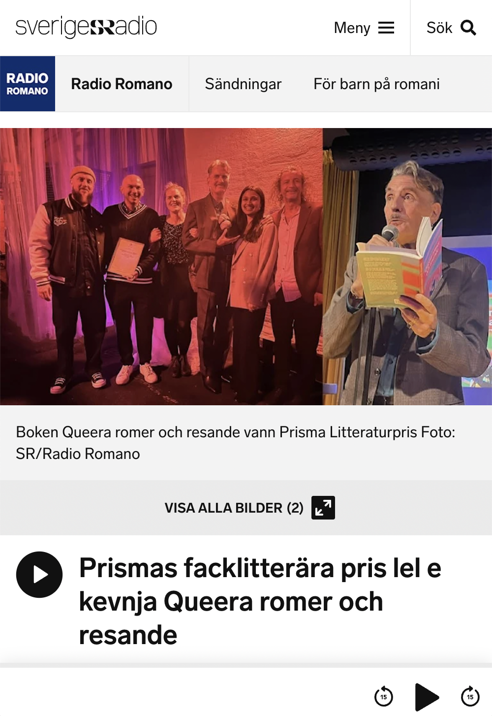Radio Romano, 20251110: Prismas facklitterära pris lel e kevnja Queera romer och resande