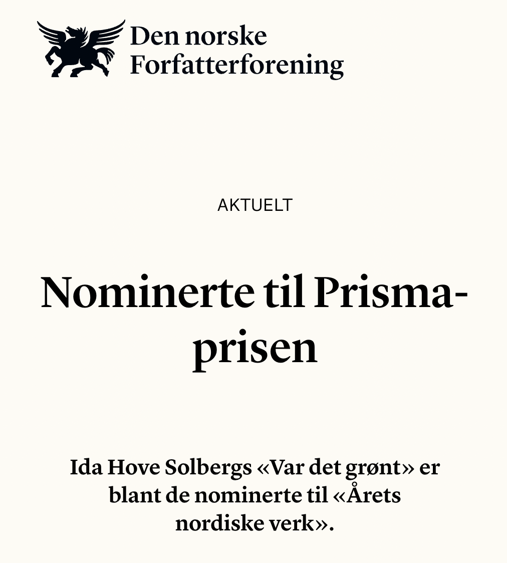 Den norske Forfatterforening, 20241028: Nominerte til Prisma-prisen