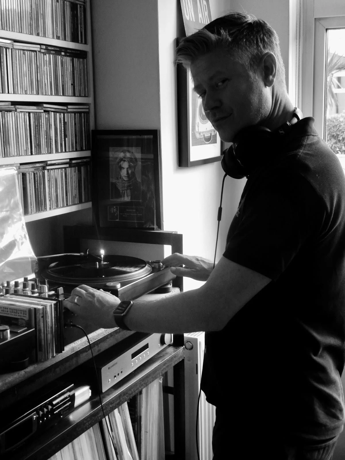 Big shout out to my Dad @johncnutt for capturing these moody b&amp;w pics of me with his actual camera on my vintage Techincs 1210&rsquo;s at home recently.

📸🎧

This is how my DJ career all started back in the day, nearly 30 years ago! 

Funk, sou