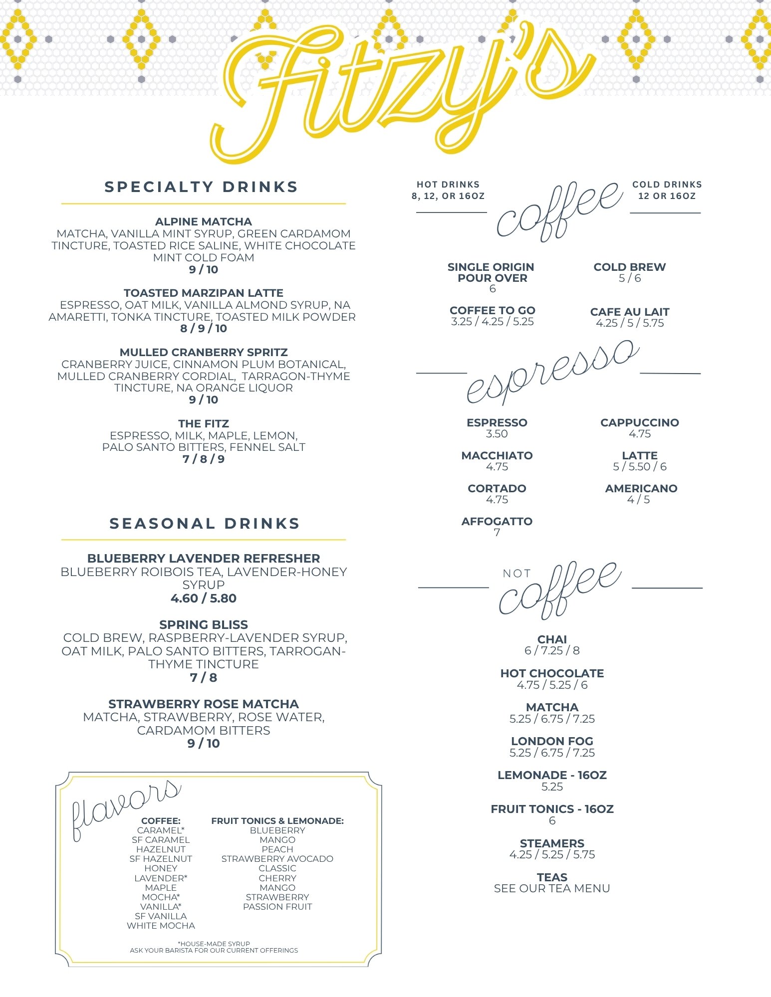 Menus — Fitzy's Cafe