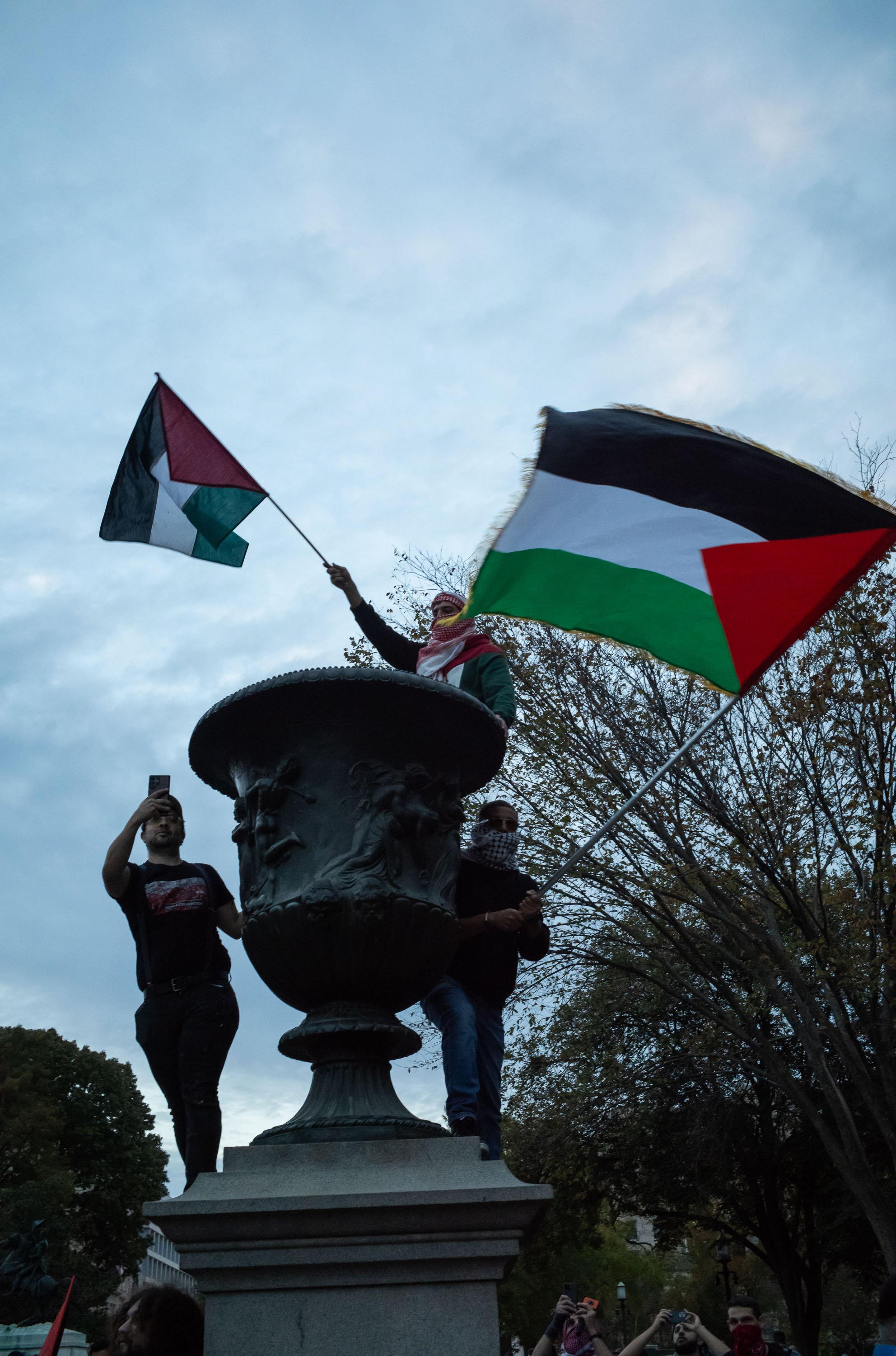  Activists gather at the White House in Washington, D.C., USA on November 4, 2023 to protest the Israeli invasion of Gaza after the Hamas attacks. 
