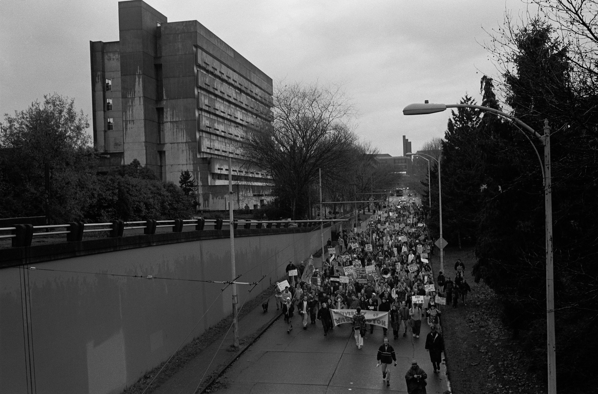  A University of Washington march during the World Trade Organization meeting moves towards downtown from the University District in Seattle, Washington, USA in 1999. 