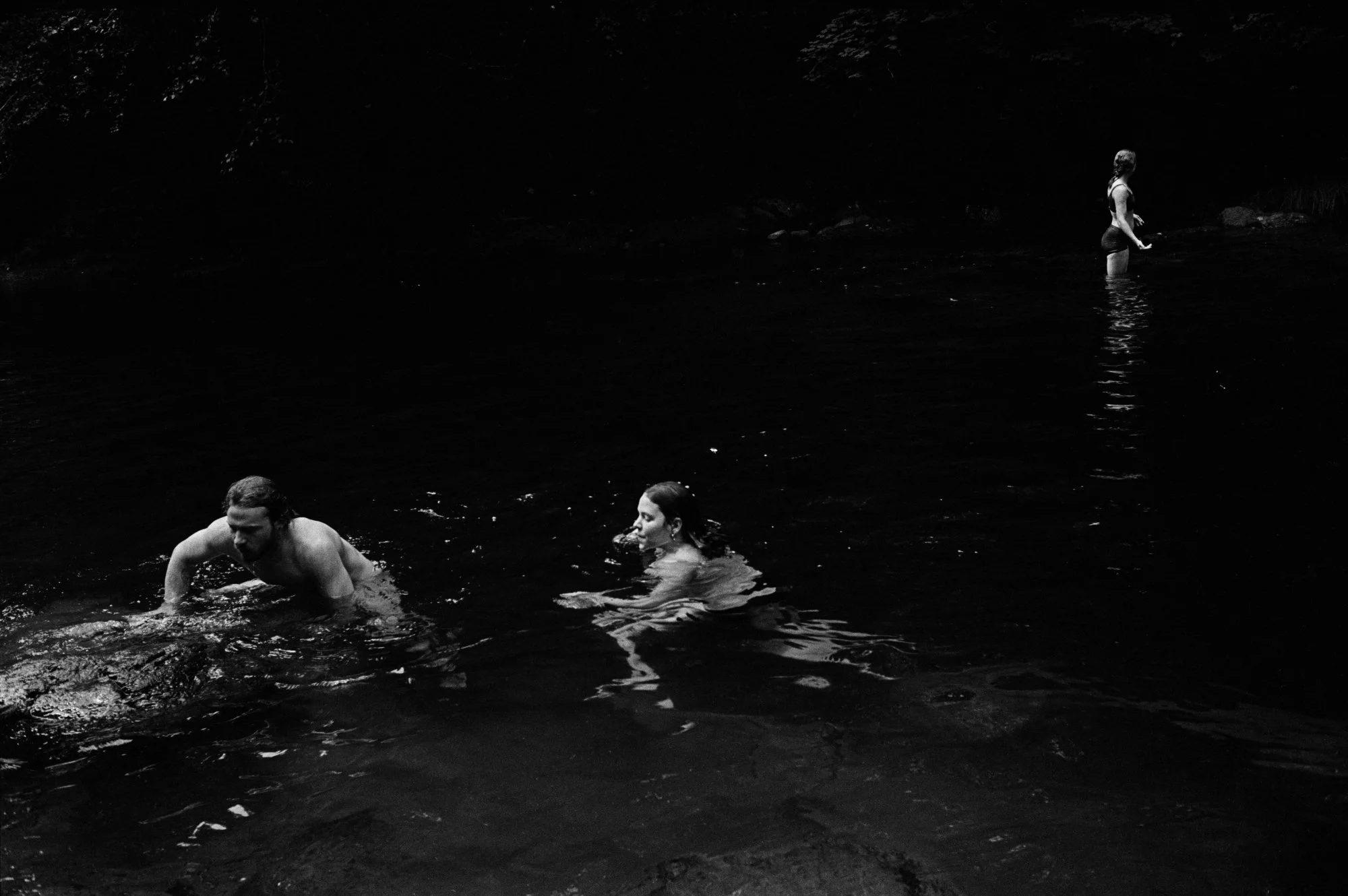 Activists take a refreshing plunge into Fall Creek, Oregon, USA in 2001, near the sites of many contested timber sales.