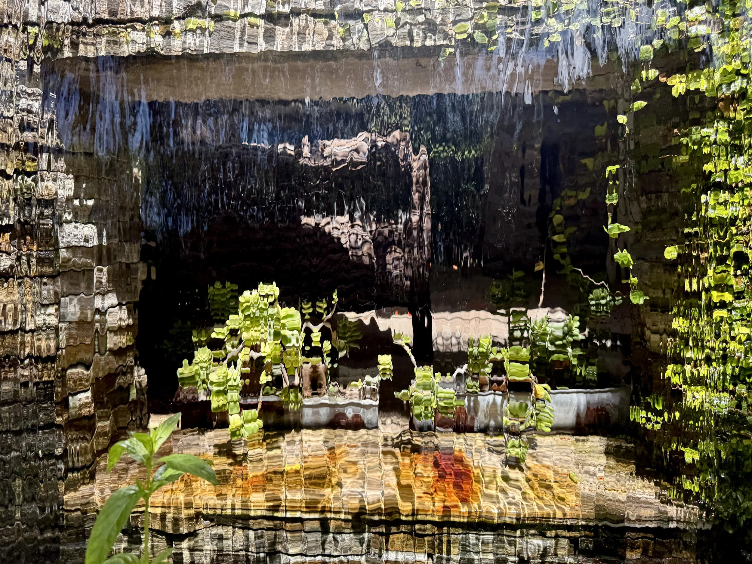 Through water