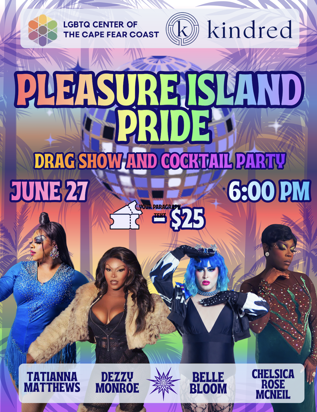Pleasure Island Pride Drag Show and Cocktail Evening