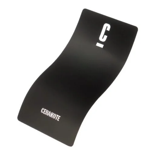 Curved black metal panel with 'Cerakote' logo