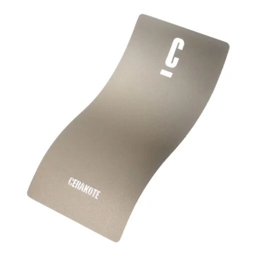 Cerakote metal sample with logo, showcasing paint finish