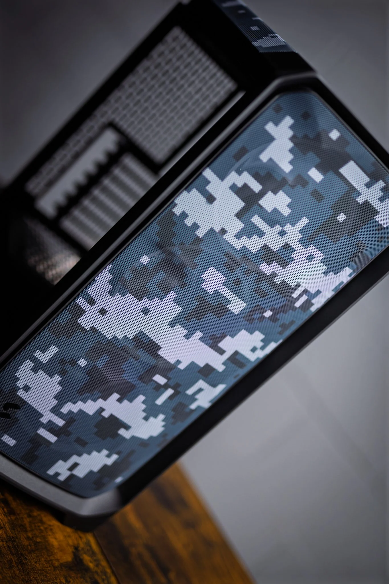 Fractal Design case in H-112 Cobalt with a custom digital camo stencil job in H-402 Jesse James Cold War Grey & H-213 Battleship Grey