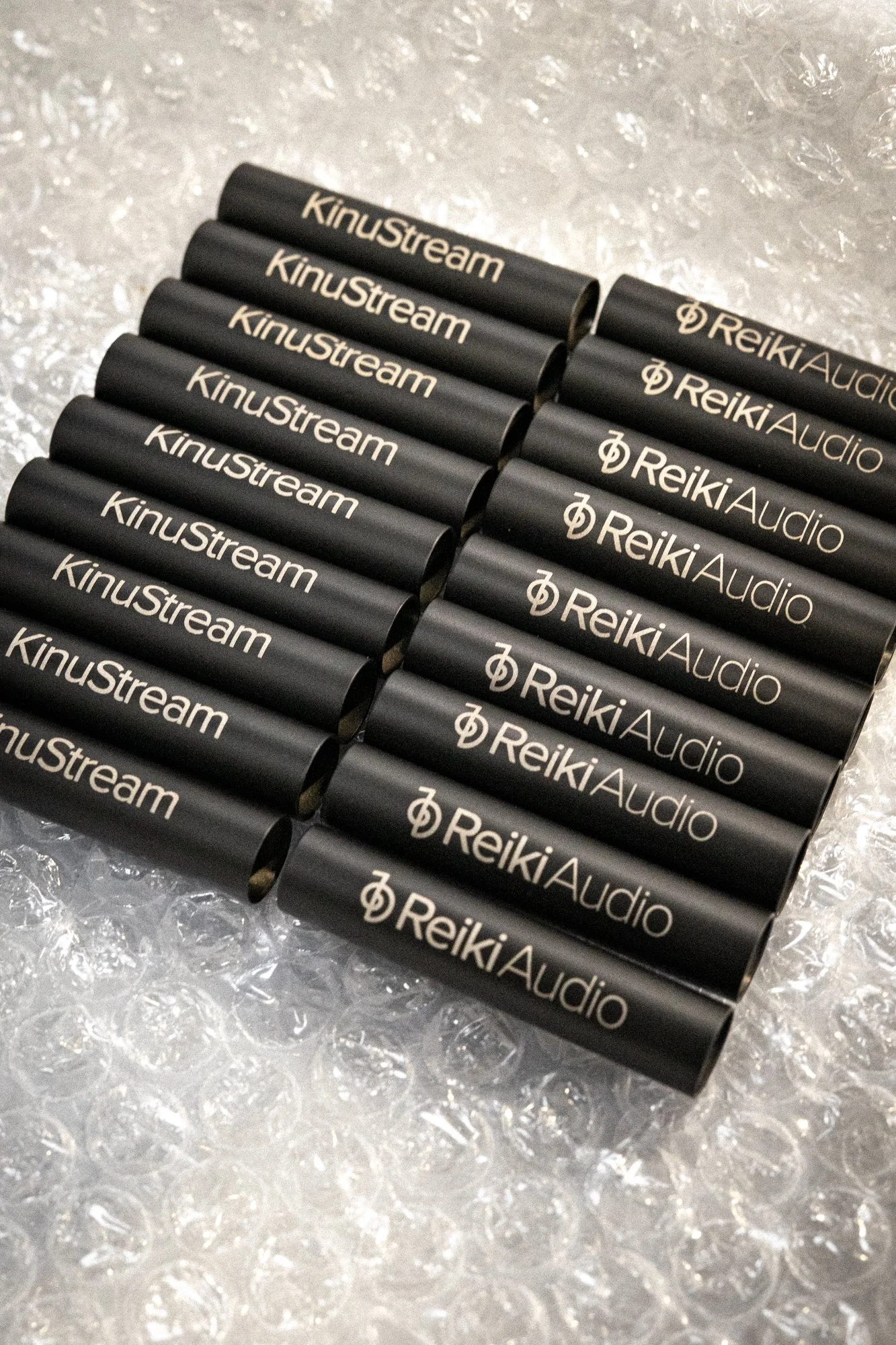 Stainless steel ferrules in H-146 Graphite Black with laser engraved logo and SKU