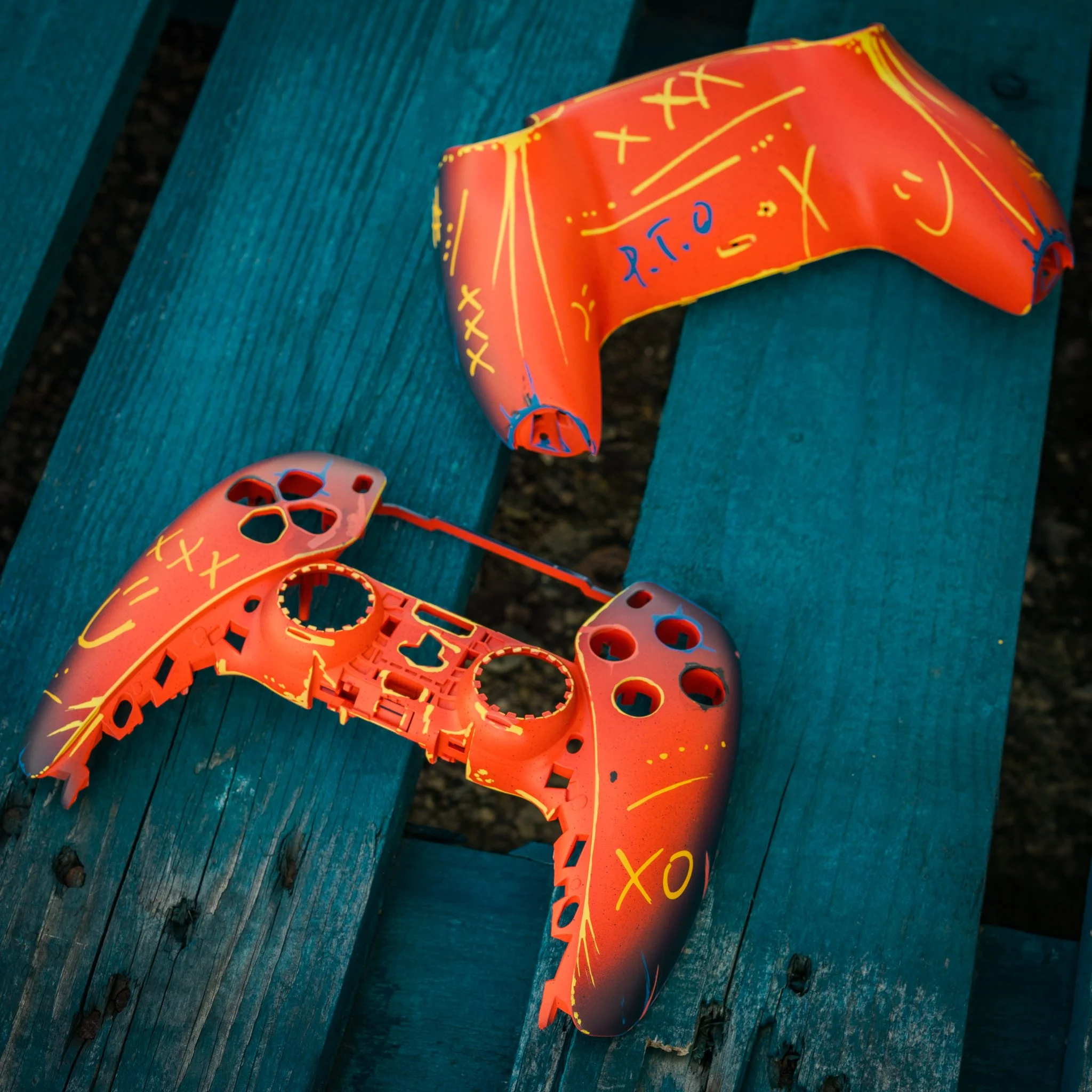 PS4 / DualShock 5 controller in a custom cell shaded finish, locked in with High Gloss Armor Clear 