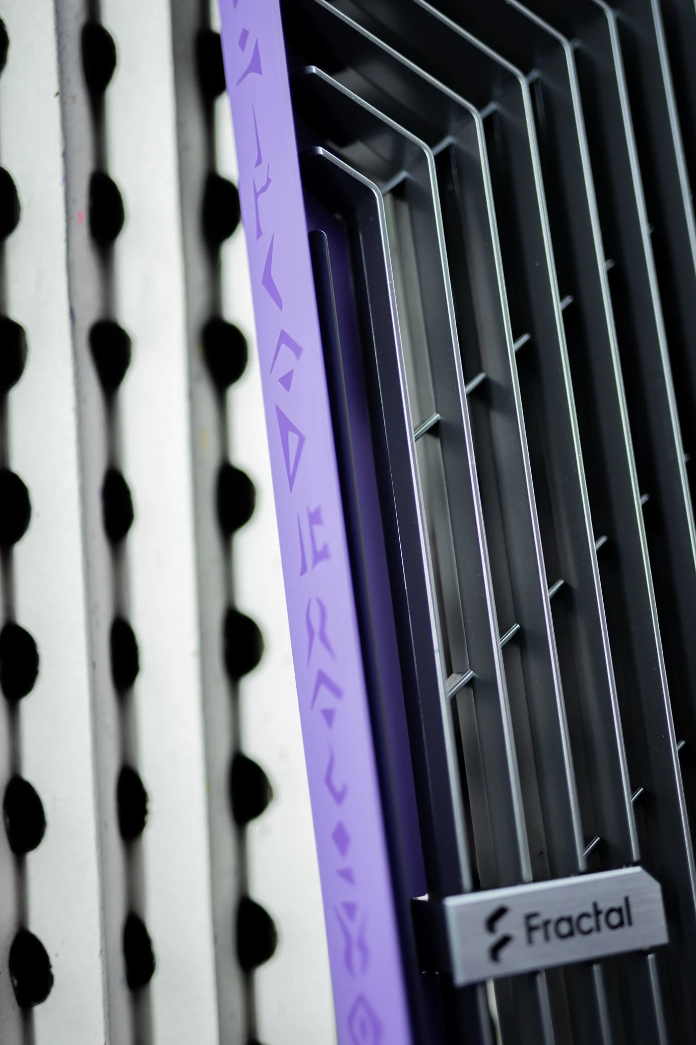 Fractal Design case with a custom mix of H-217 Bright Purple and H-197 Wild Purple and H-217 Bright Purple stencil work 