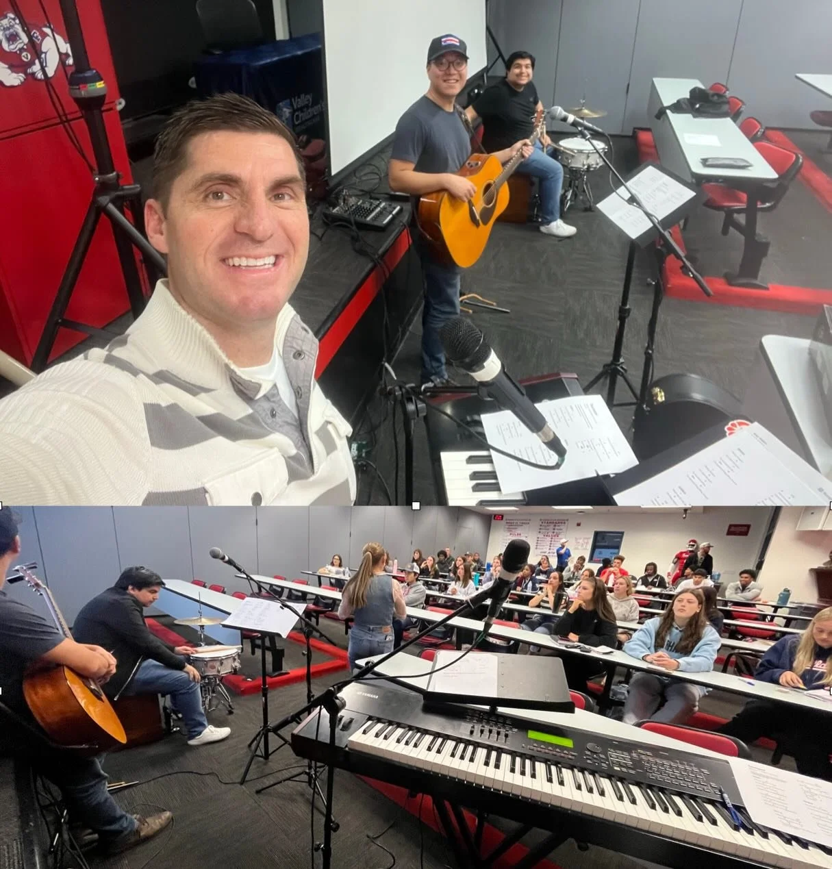 Got to bring some @psalmistmissionofficial grads Monday night to @fresno_state with @centralcalfca @fresnostate_fca in a special worship night 🎶with a bunch of great athletes with great hearts💪 It was a joy and may have been our first live Fresno T