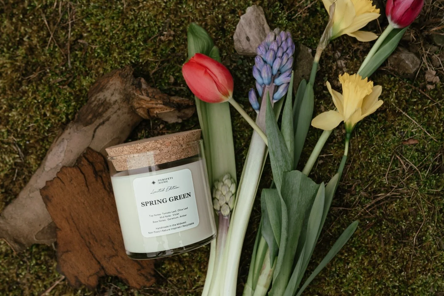 Welcoming the spring season at the shop with @peripetihome spring green candles. Notes of tomato + olive leaf, violet, geranium, + amber.  Now in stock at the shop. Nothing better than a nice spring cleaning followed by lighting a new candle 🌷