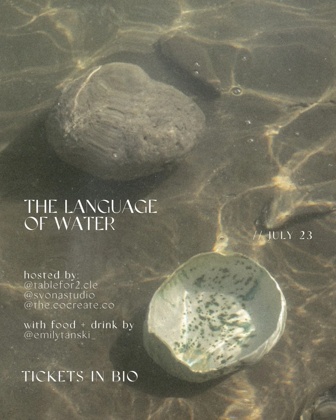 Everything is connected. Every stream finds another stream, while ripples become waves. Every gathering creates its own current.
⠀⠀⠀⠀⠀⠀⠀⠀⠀
Join us as we celebrate the language of water candle collection through community, food, and flowing drinks mea