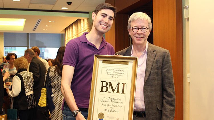  Jerry Harrington Award winner Alex Ratner with BMI Foundation's Pat Cook. 