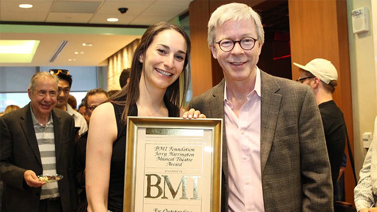  BMI Foundation's Pat Cook with Jerry Harrington Award winner Jessica Penzias. 