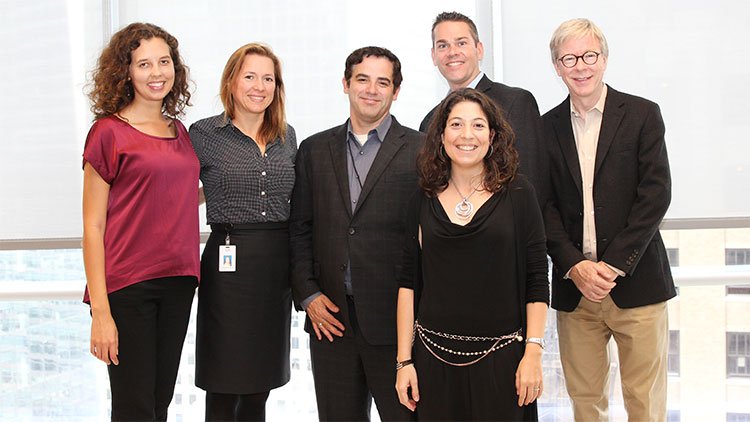  BMI Foundation’s Amanda Charnley, Antonella DiSaverio, Rich Garza, David F. Bills, and Pat Cook with Evelyn Buckstein Scholarship winner Berta Moreno (front). 