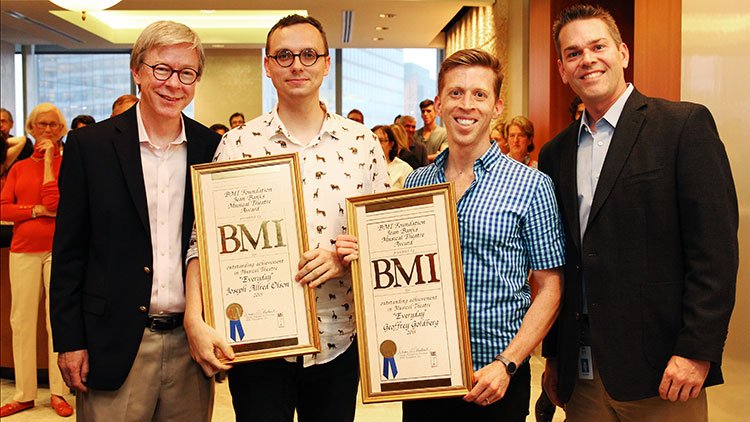  BMI Foundation’s Pat Cook, Harrington Award winner Will Buck, and BMI Foundation’s David F. Bills. 