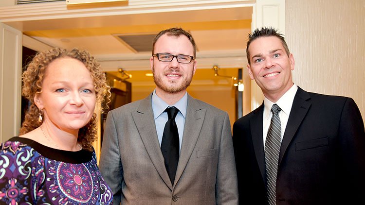  BMI Foundation President Deirdre Chadwick, BMI Future Jazz Master, Aaron Hedenstrom and BMI Foundation Executive Vice President David F. Bills. 