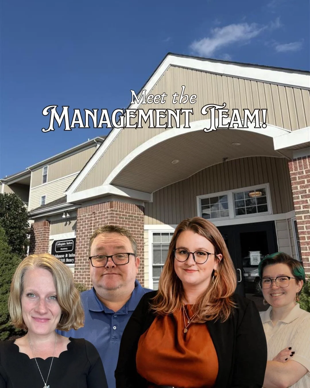 Meet the managers!🪴

Move in is just a few days away! Here are some fun facts about the management team at Collegiate Suites and Hunters Ridge:

Our leasing manager, Bevin, enjoys reading!📚
Our assistant property manager, Kerrie, loves her dogs! 🐶