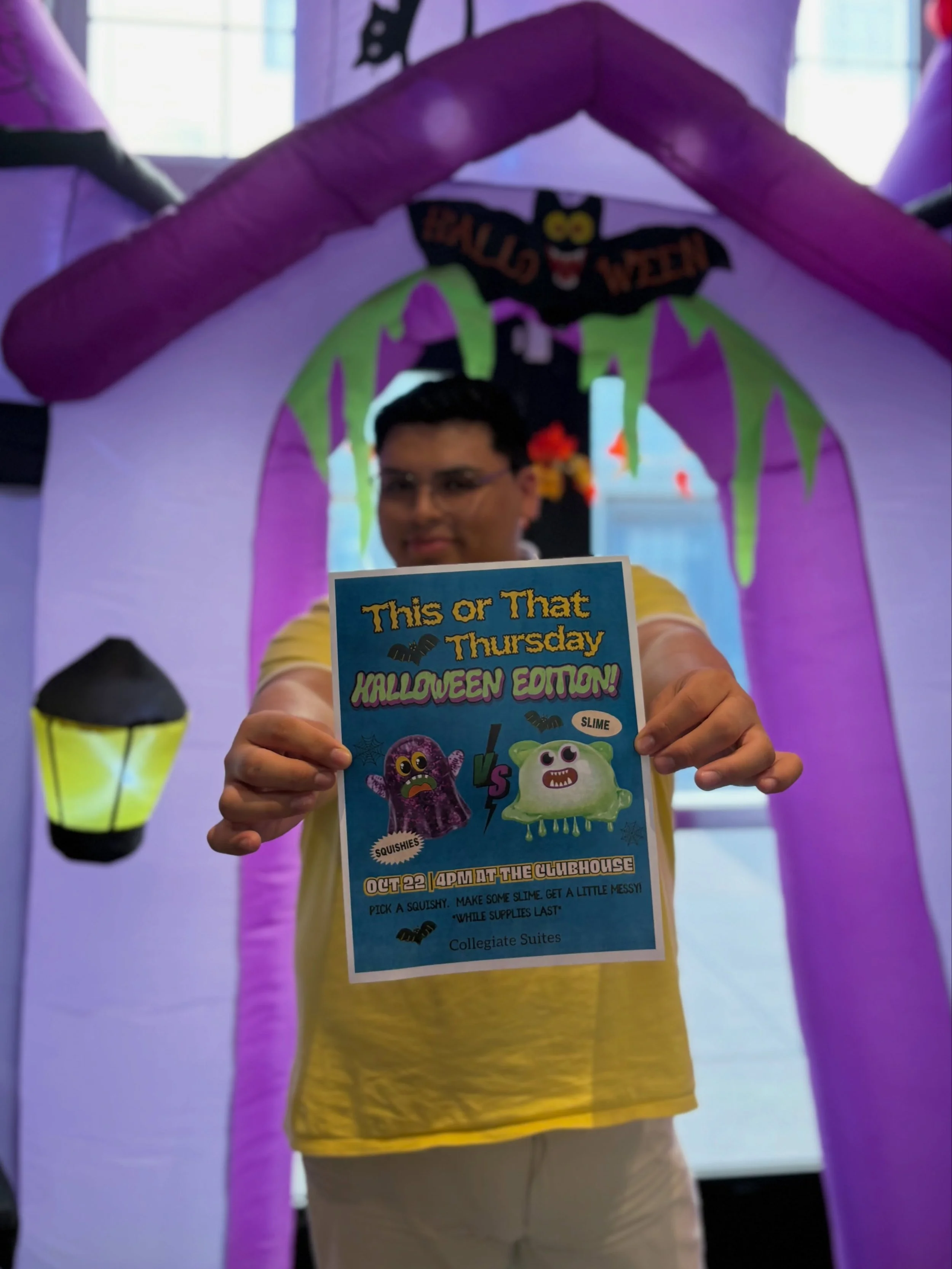 This or That Thursday is BACK👻

Join us on the 22nd for our Halloween edition: squish and DIY slime - then vote for your favorite🔥
4pm at the clubhouse!🦇

#thismustbetheplace #vt #hokies #blacksburg #virginiatech