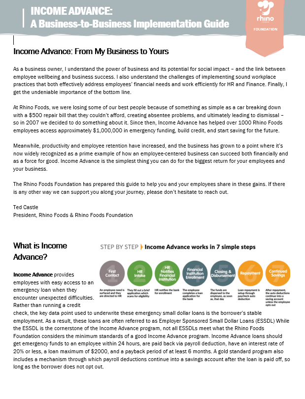 Income Advance B2B Guide — Rhino Foods Foundation