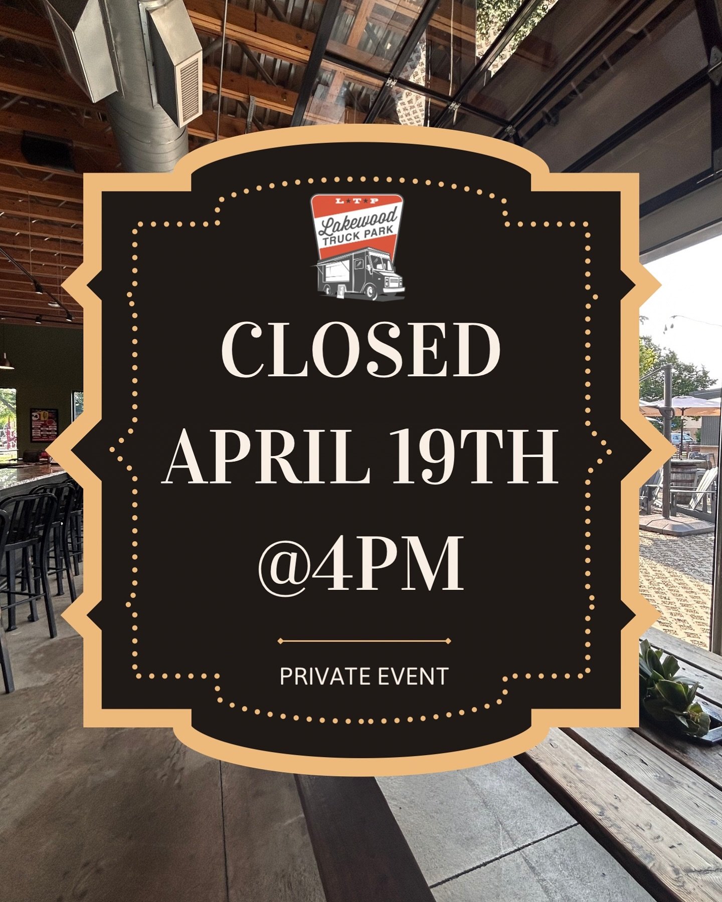 We will be CLOSED AT 4pm! Due to a private event. Join us for happy hour 11am-4pm and @dawgbowlfoodtruck 11am-4pm