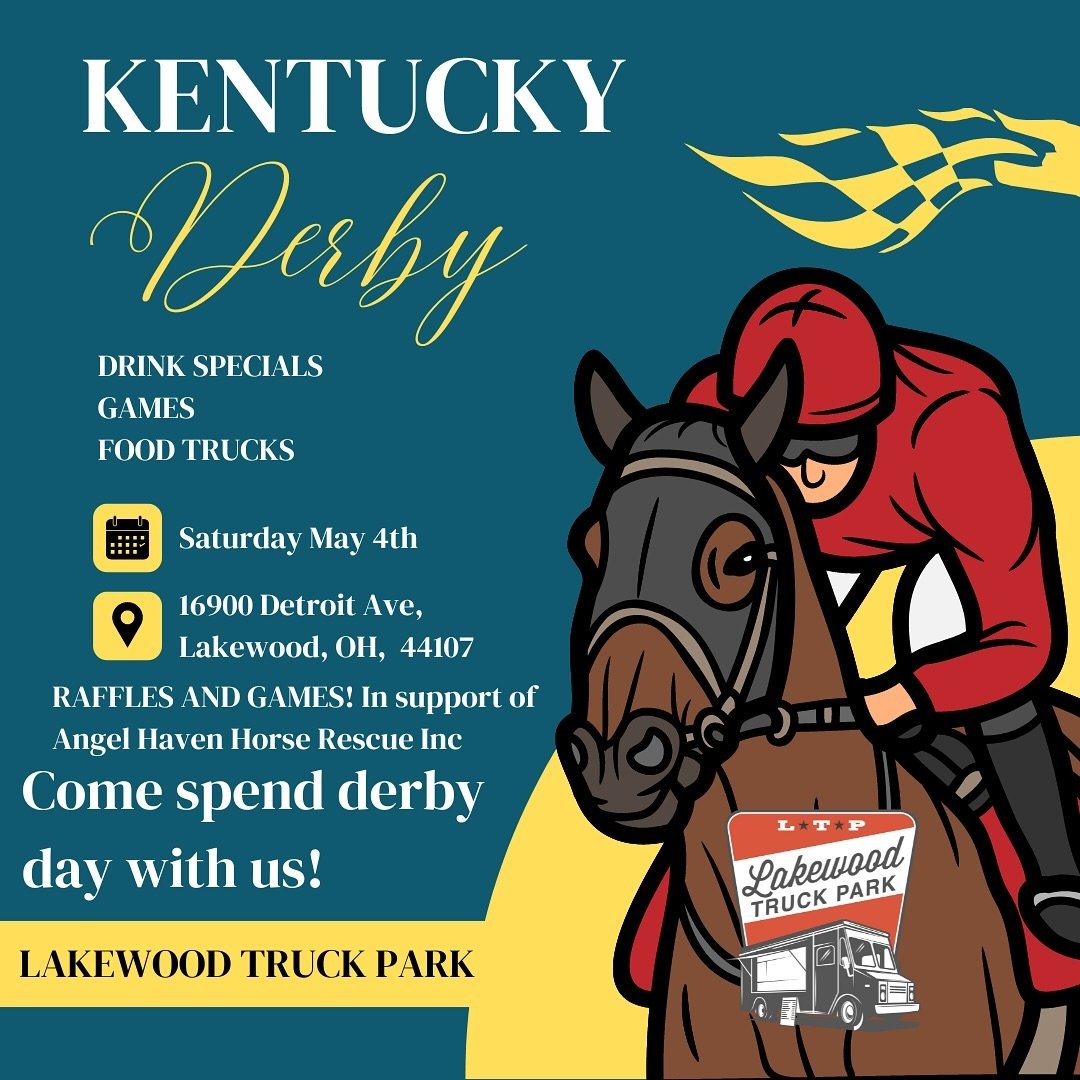 KENTUCKY DERBY TOMORROW! We will have drink specials food trucks and games for your to participate in! We will be donating 50% of proceeds to Angels Haven Horse Rescue inc! Come out and support a great charity and watch the derby with us! This is an 