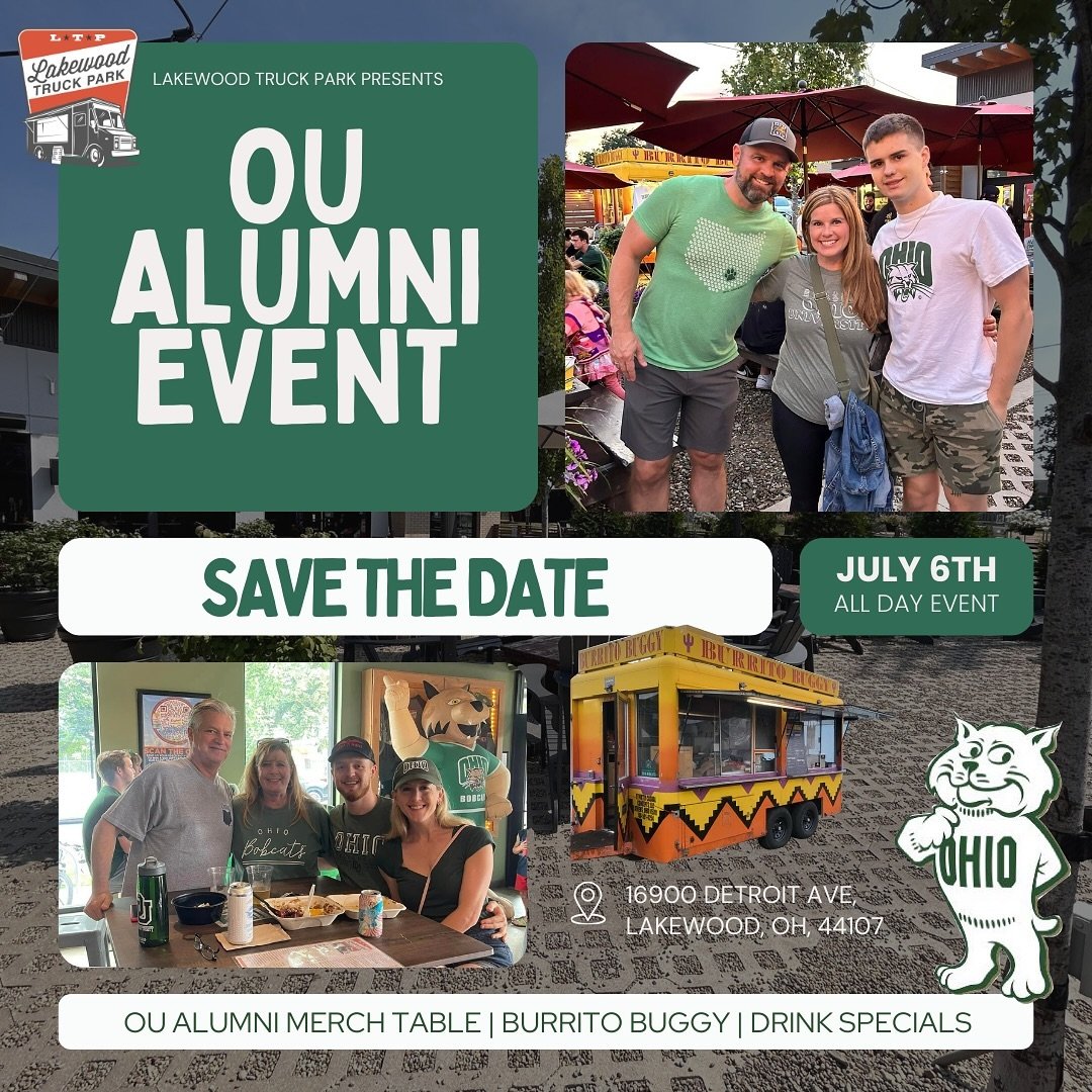CALLING ALL BOBCATS!!!
Don&rsquo;t forget to save the date for our annual OU Alumni event. Drink specials, OU Alumni Merch Table and of course your favorite burrito truck @burritobuggy 🌯
This is an ALL DAY EVENT. Tag your fellow bobcats and we&rsquo