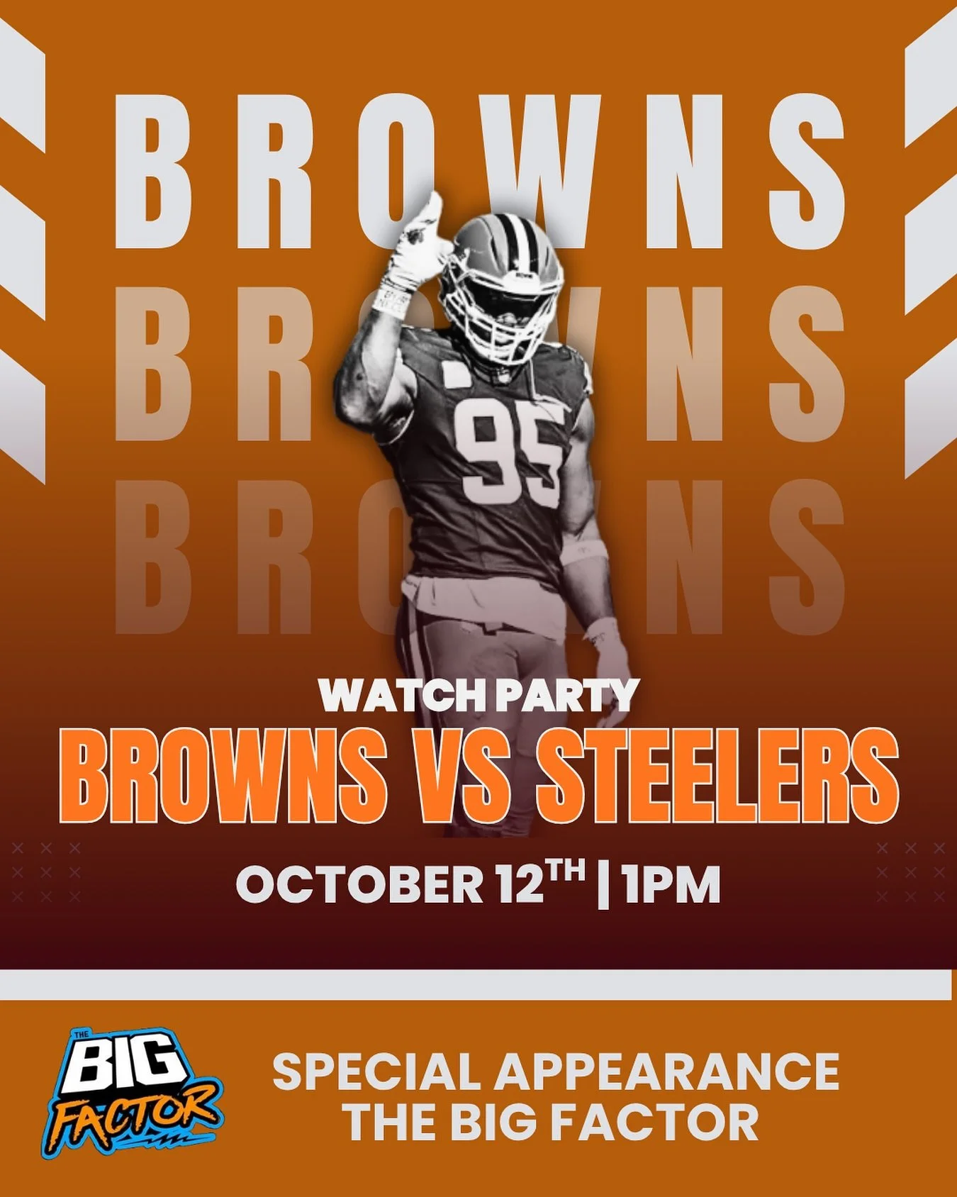 Come spend Browns Sunday with us! Special appearance with @bigplaycleveland 
Cheer on Browns vs Steelers and enjoy local food trucks! We will see you there🎉🏈
Drink Specials:
$3 Budlight 16oz cans
$4 twisted tea 12oz cans
$5 tito&rsquo;s call drinks