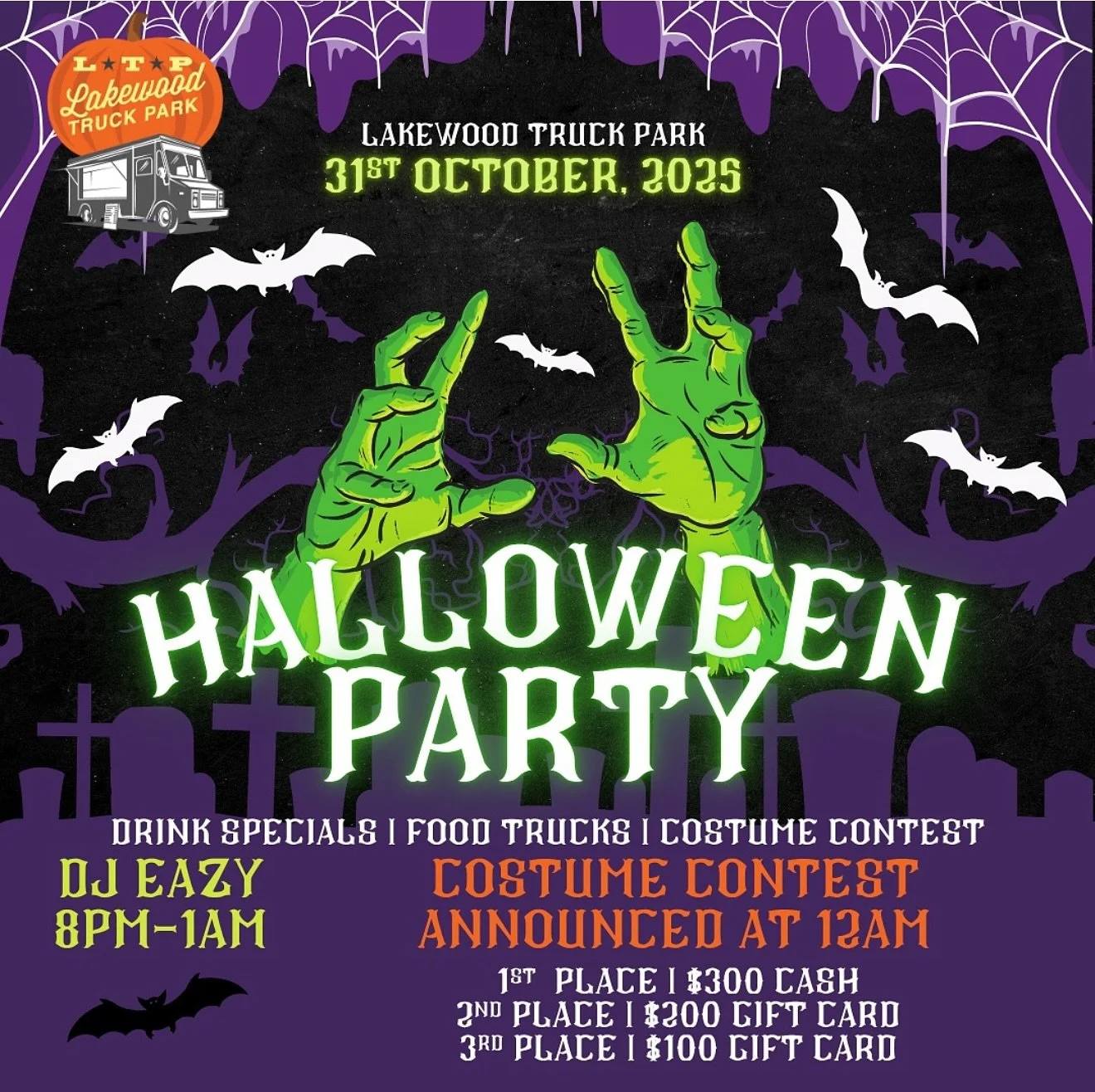 🎃 Halloween Party &ndash; Friday, October 31st! 👻
Join us for a night of thrills, chills, and killer beats!
🕗 DJ Eazy spinning 8PM &ndash; 1AM
🍹 Spooky drink specials all night
🧛&zwj;♀️ Costume Contest with BIG prizes!
🥇 1st Place: $300 Cash
🥈