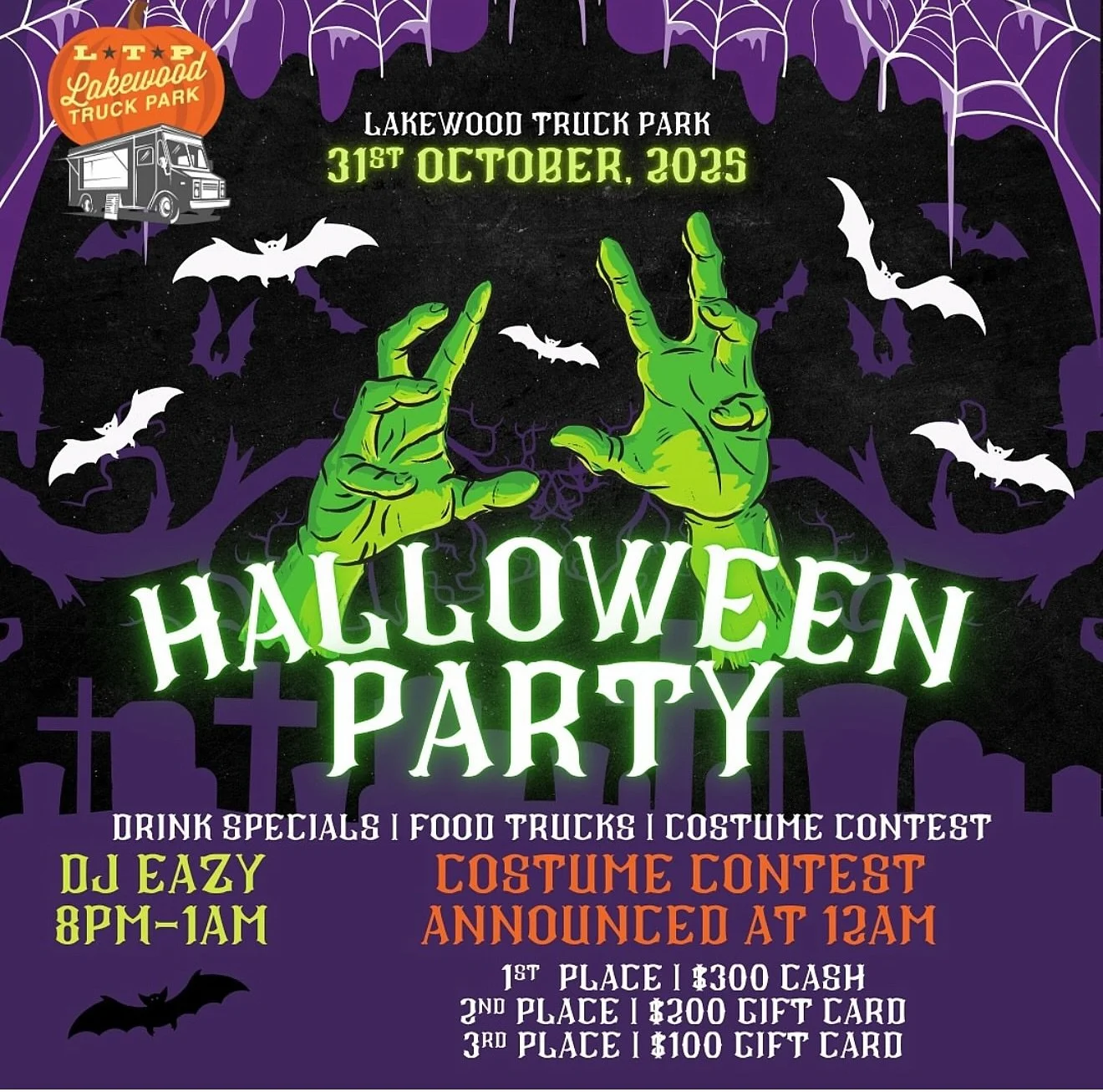 Let&rsquo;s get spooky tonight!
Come out and celebrate Halloween with us and enter to win for cash prizes for our annual costume contest🧛
Themed drinks, DJ EAZY and your favorite local food trucks!
We&rsquo;ll see you tonight!