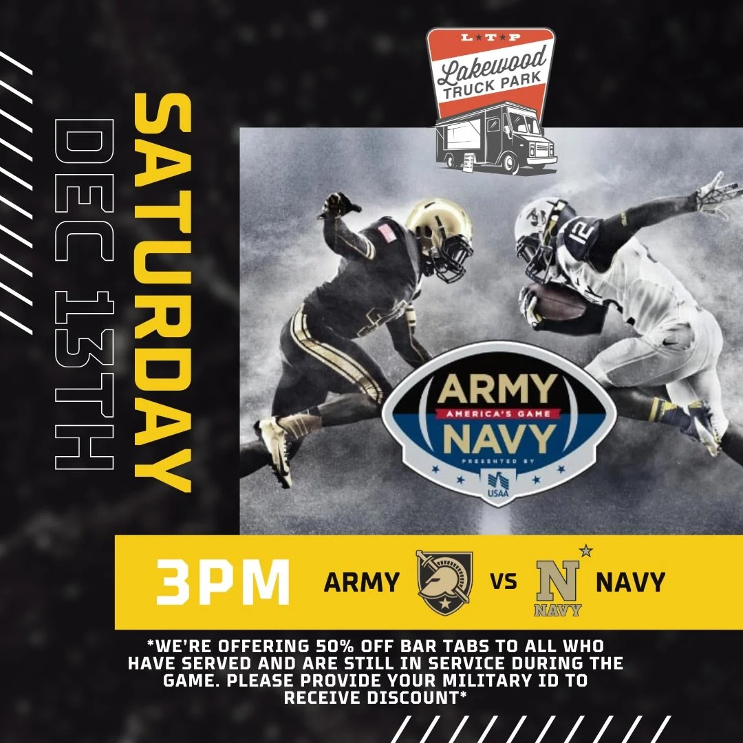 Join us tomorrow for the Army vs Navy game at 3pm!
50% discount to Veterans on your bar tabs🎉