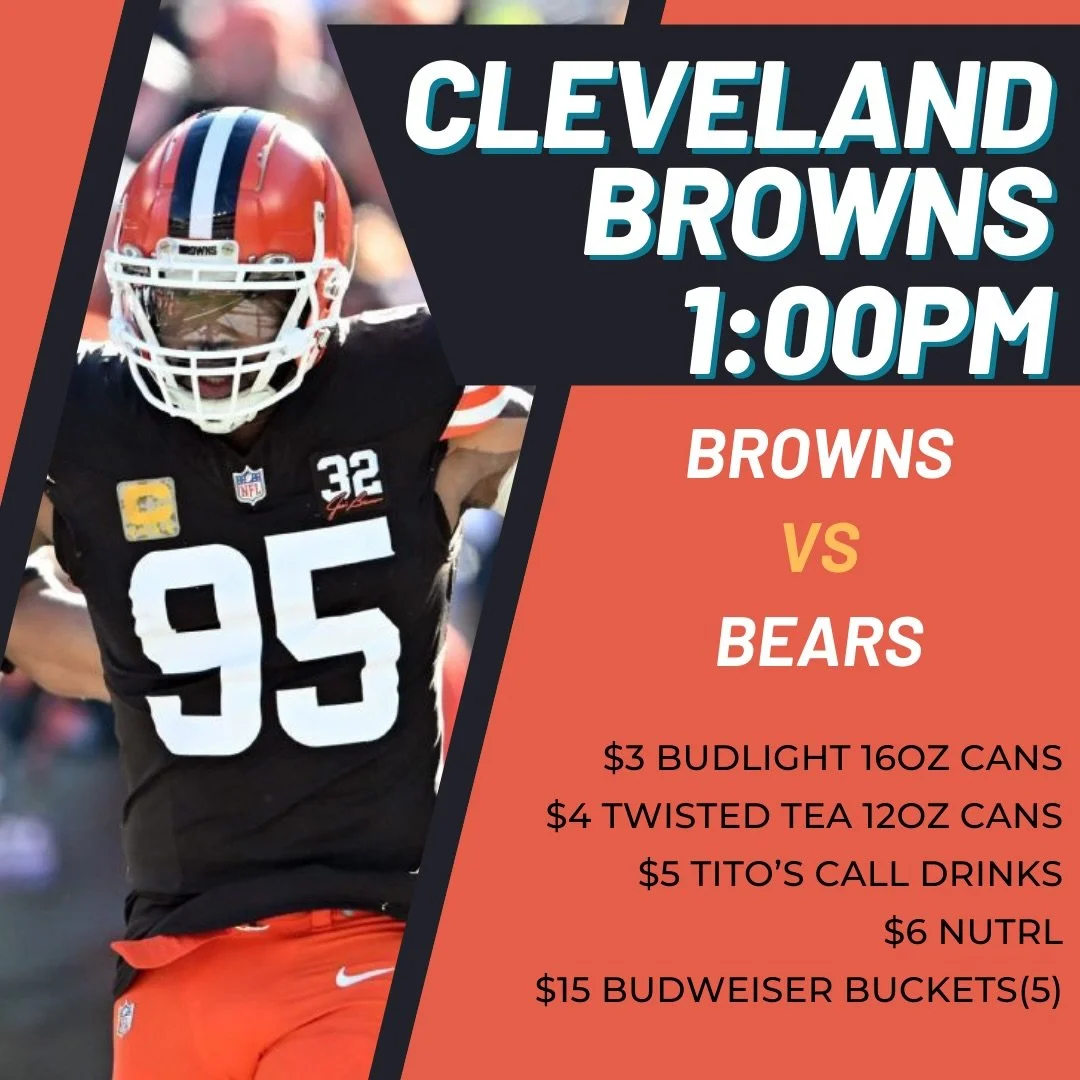Come watch the Browns take on the Bears today at 1pm!
Drink specials available during the game🍻